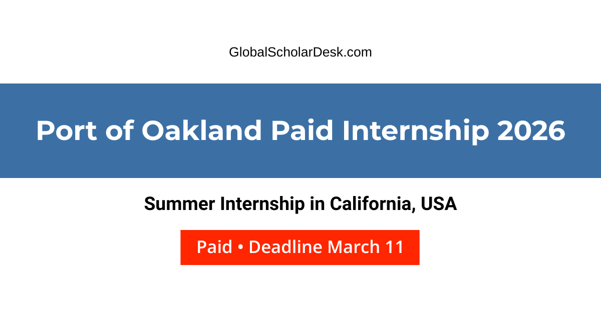 Port of Oakland Paid Summer Internship 2026 Application for College Students