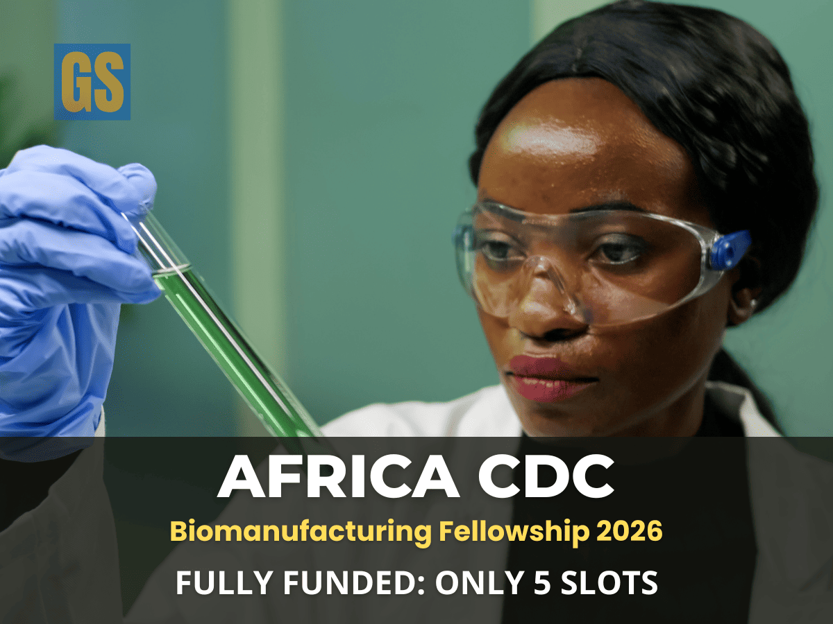 Professional African scientists in a high-tech laboratory for the Africa CDC Biomanufacturing Fellowship 2026.