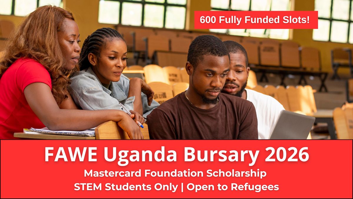 FAWE Uganda Bursary 2026 application call in partnership with Mastercard Foundation for STEM students and refugees.