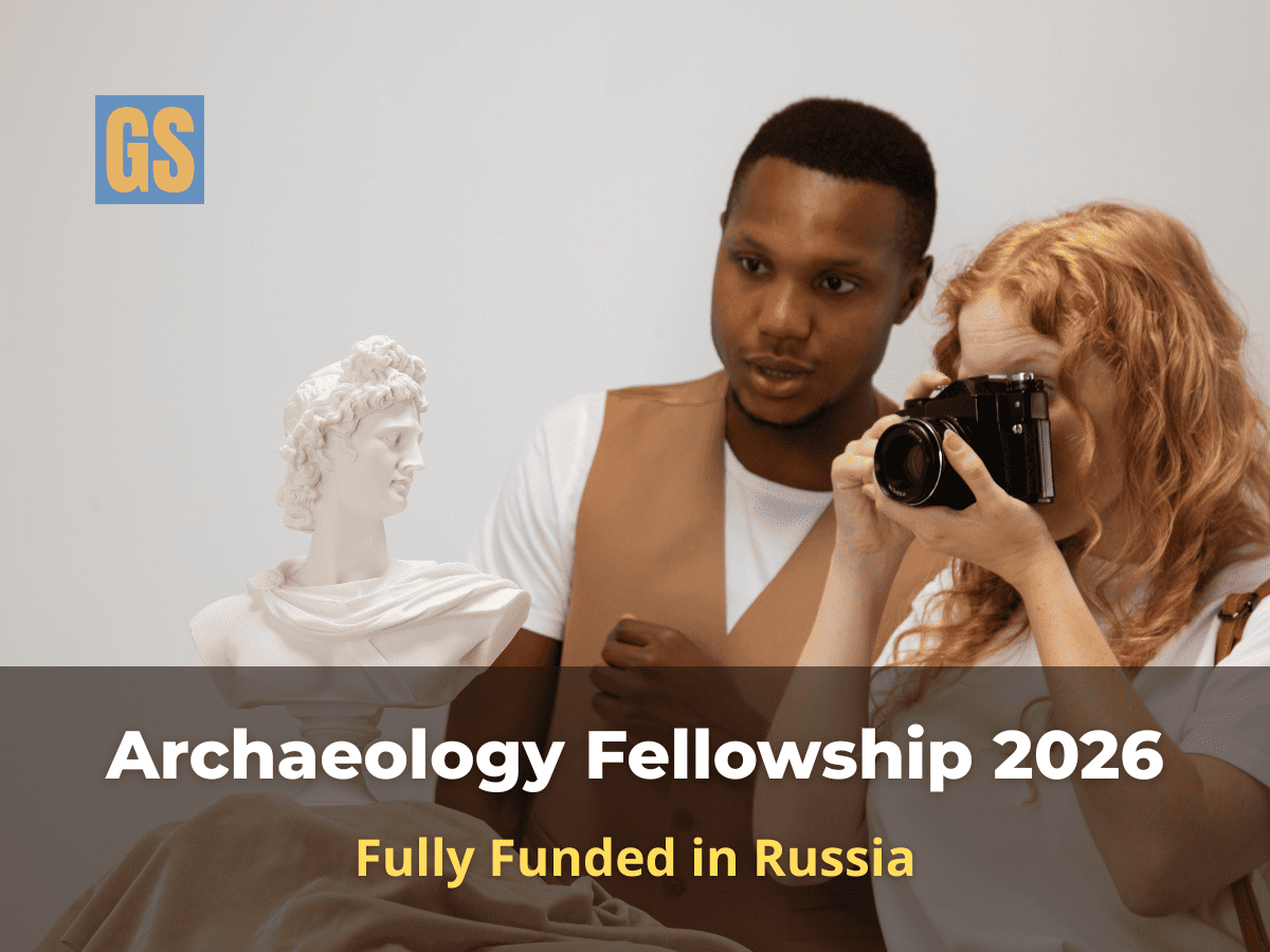 Young archaeologists researching ancient statues for the InteRussia Fellowship in Archaeology 2026 fully funded program in Moscow