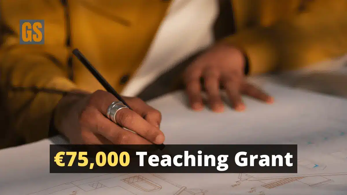 A professional architect sketching a technical design for the Obel Teaching Fellowship 2026 grant application.