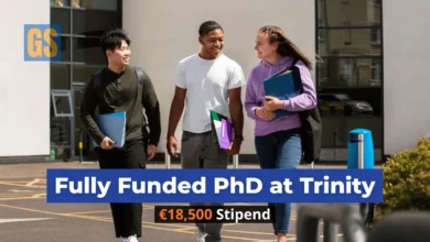 Diverse doctoral students walking on campus at Trinity College Dublin for the PhD Researcher Far-Right Mobilization Ireland 2026 project.