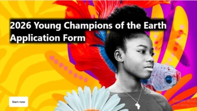Young Champions of the Earth 2026 award banner featuring youth environmentalists and the $110,000 grant opportunity by UNEP.